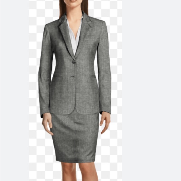 Teenflo  Grey Tweed Pinstriped Suit with Skirt Size 2 NWT - Picture 2 of 8